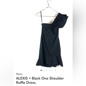 Alexis Black One Shoulder Ruffle Mini Dress